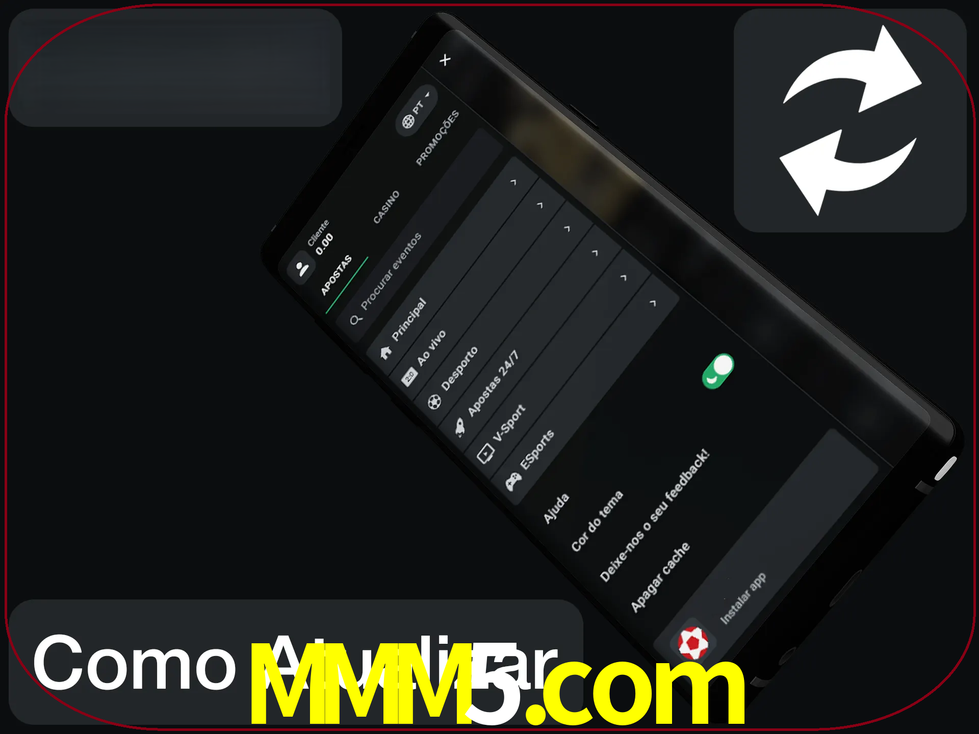O aplicativo é atualizado automaticamente quando você faz o login.