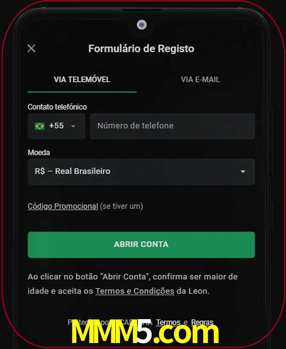 Abra o aplicativo e inicie o processo de registro.